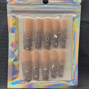 Blinged out glitter press on