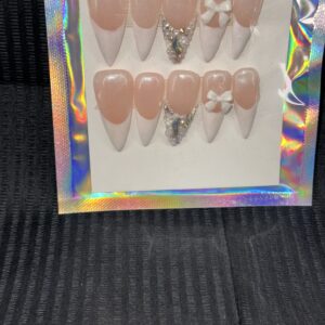 Stiletto long French chrome bling press on