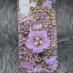 iPhone 17 Purple gold bling case